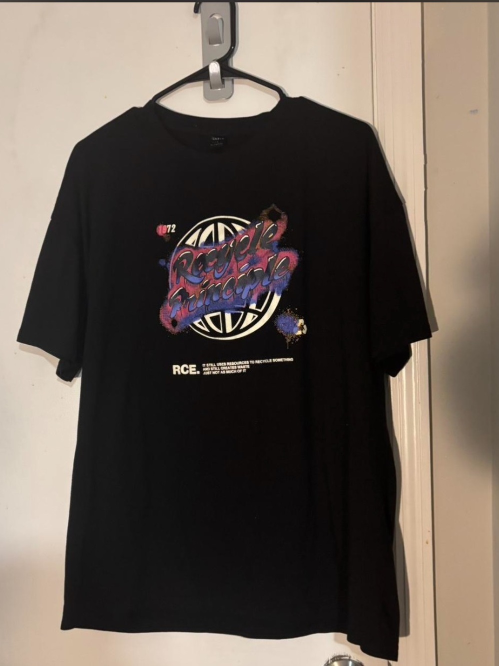 SHEIN Black Crewneck Tee with Multicolor Graphic